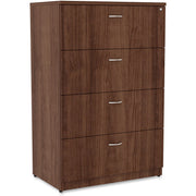 Lorell Essentials Series 4-Drawer Lateral File, Walnut Laminate, 54.8"H x 35.5"W x 22"D, 1 Each