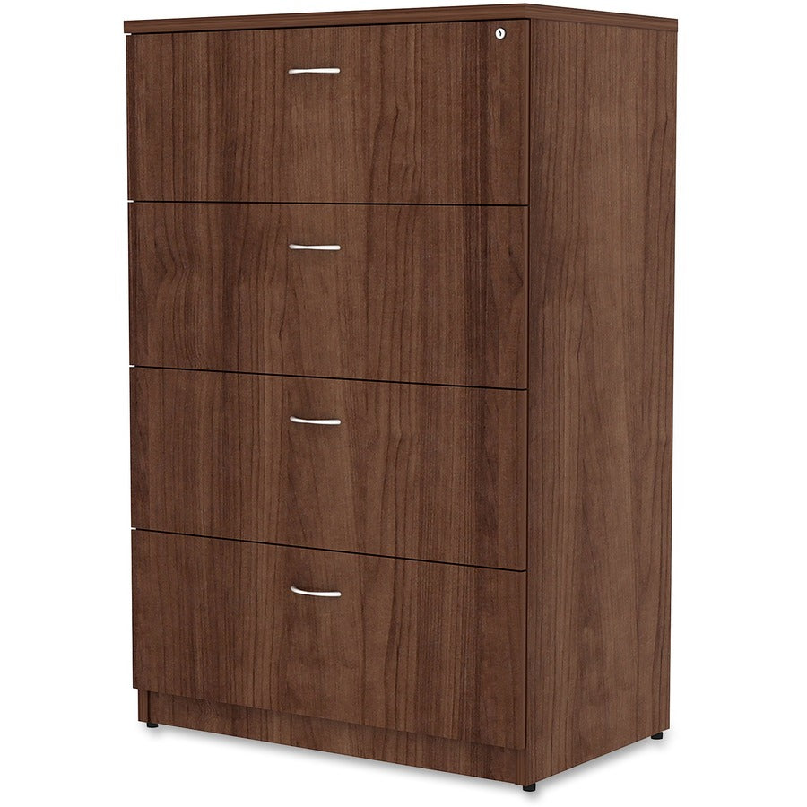Lorell Essentials Series 4-Drawer Lateral File, Walnut Laminate, 54.8"H x 35.5"W x 22"D, 1 Each