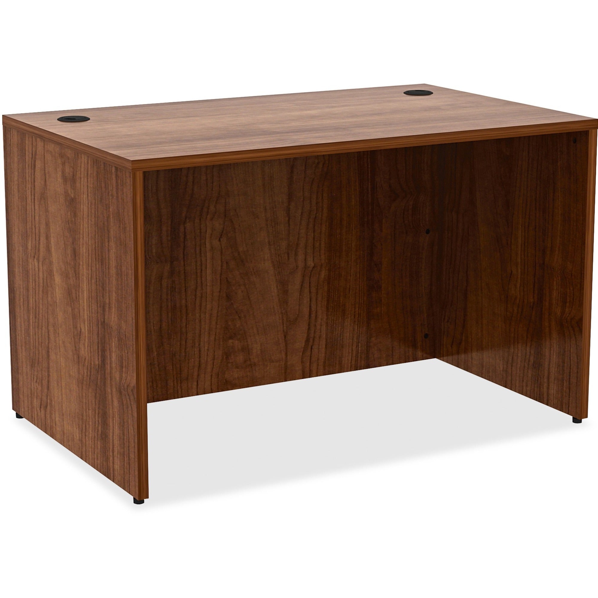Lorell Essentials Series Rectangular Desk Shell, 29.5"H x 48"W x 30"D, Metal, Walnut Laminate, 1 Each