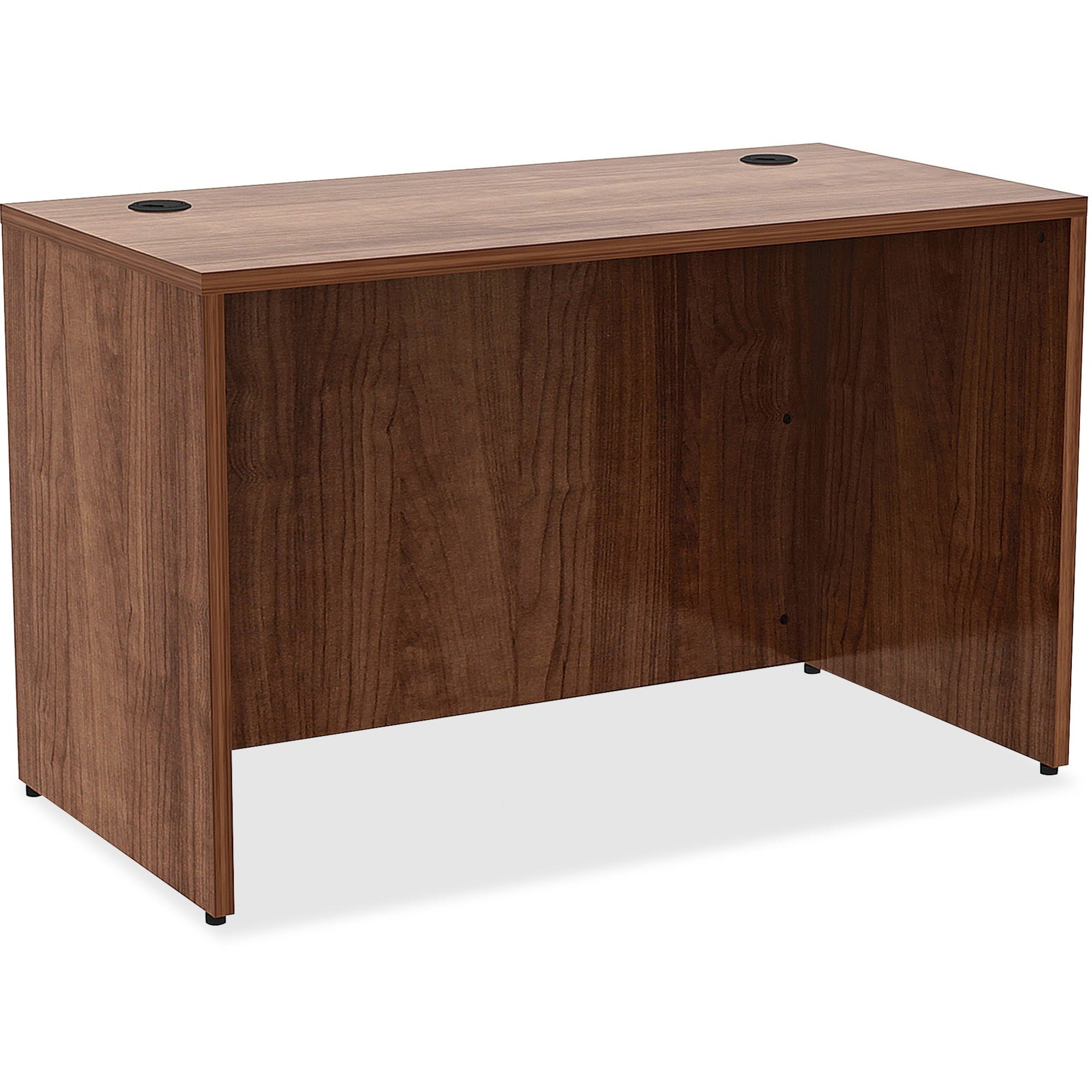 Lorell Essentials Series Rectangular Desk Shell, Walnut Laminate, Metal, 29.5"H x 48"W x 24"D, Adjustable Glide, Lockable, Floor Glide, 1 Each