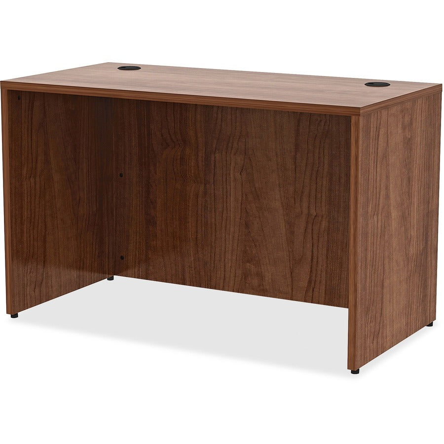 Lorell Essentials Series Rectangular Desk Shell, Walnut Laminate, Metal, 29.5"H x 48"W x 24"D, Adjustable Glide, Lockable, Floor Glide, 1 Each