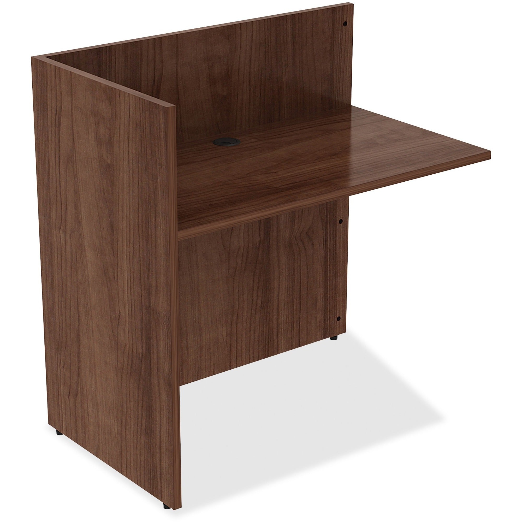 Lorell Essentials Series Reception Return, Walnut Laminate, 41.5"H x 42"W x 24"D, 1 Each