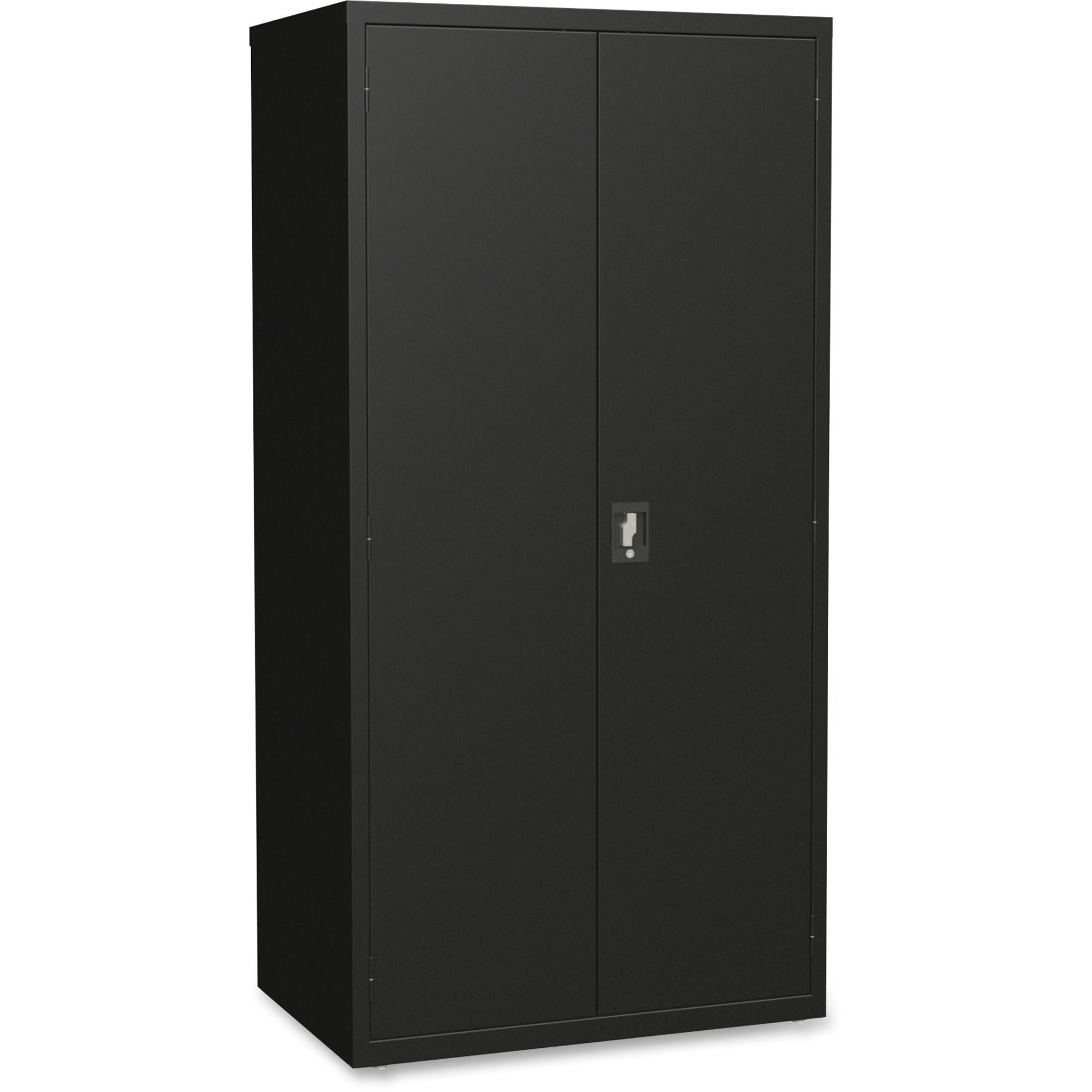 Lorell Fortress Series Storage Cabinet, 36"W x 24"D x 72"H, 5 Shelves (4 Adjustable), Steel, Black, 1 Each