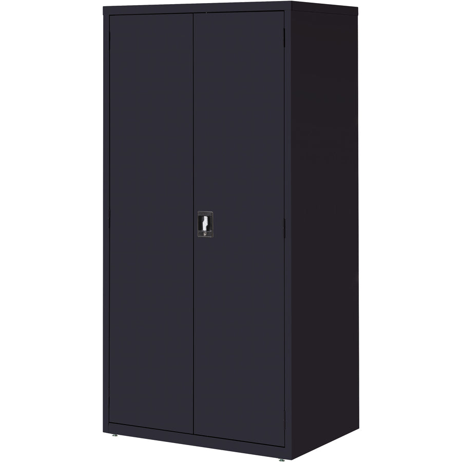 Lorell Fortress Series Storage Cabinet, 36"W x 24"D x 72"H, 5 Shelves (4 Adjustable), Steel, Black, 1 Each