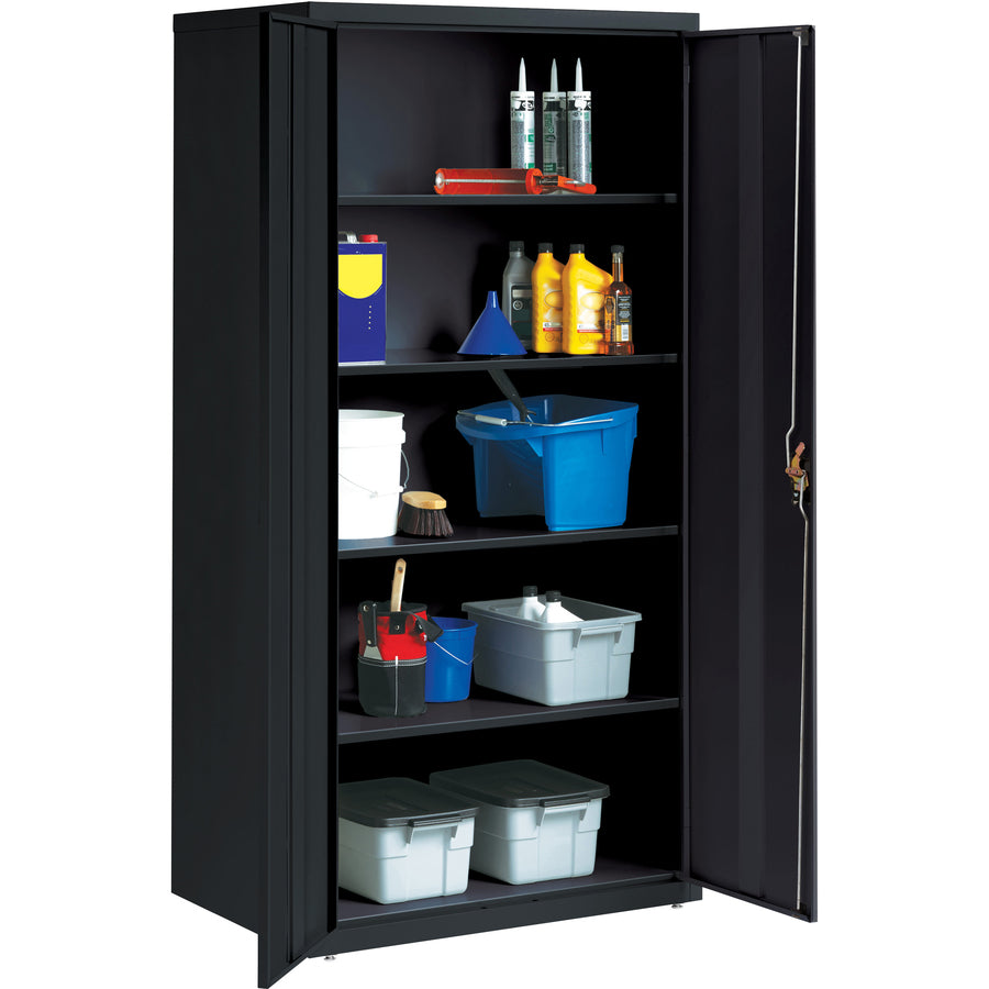 Lorell Fortress Series Storage Cabinet, 36"W x 24"D x 72"H, 5 Shelves (4 Adjustable), Steel, Black, 1 Each