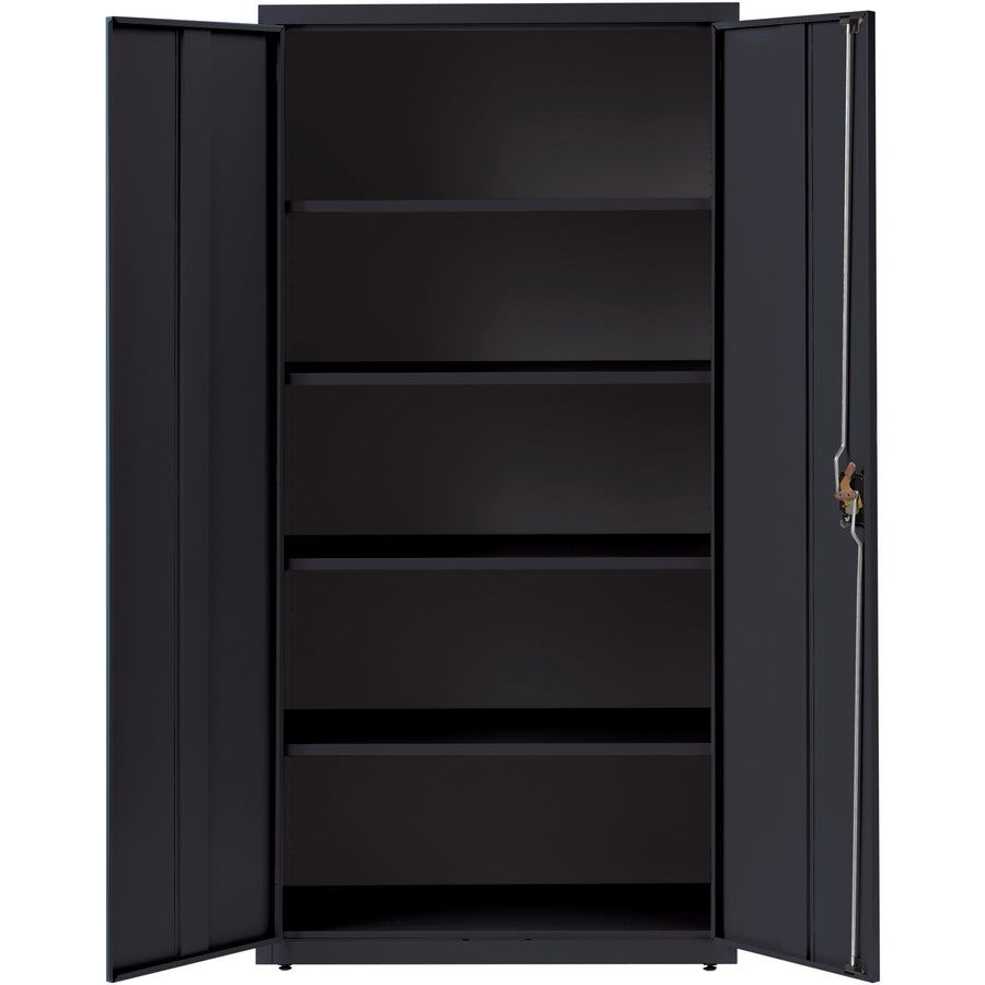 Lorell Fortress Series Storage Cabinet, 36"W x 24"D x 72"H, 5 Shelves (4 Adjustable), Steel, Black, 1 Each
