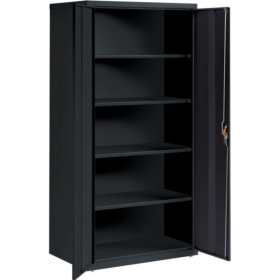 Lorell Fortress Series Storage Cabinet, 36"W x 24"D x 72"H, 5 Shelves (4 Adjustable), Steel, Black, 1 Each