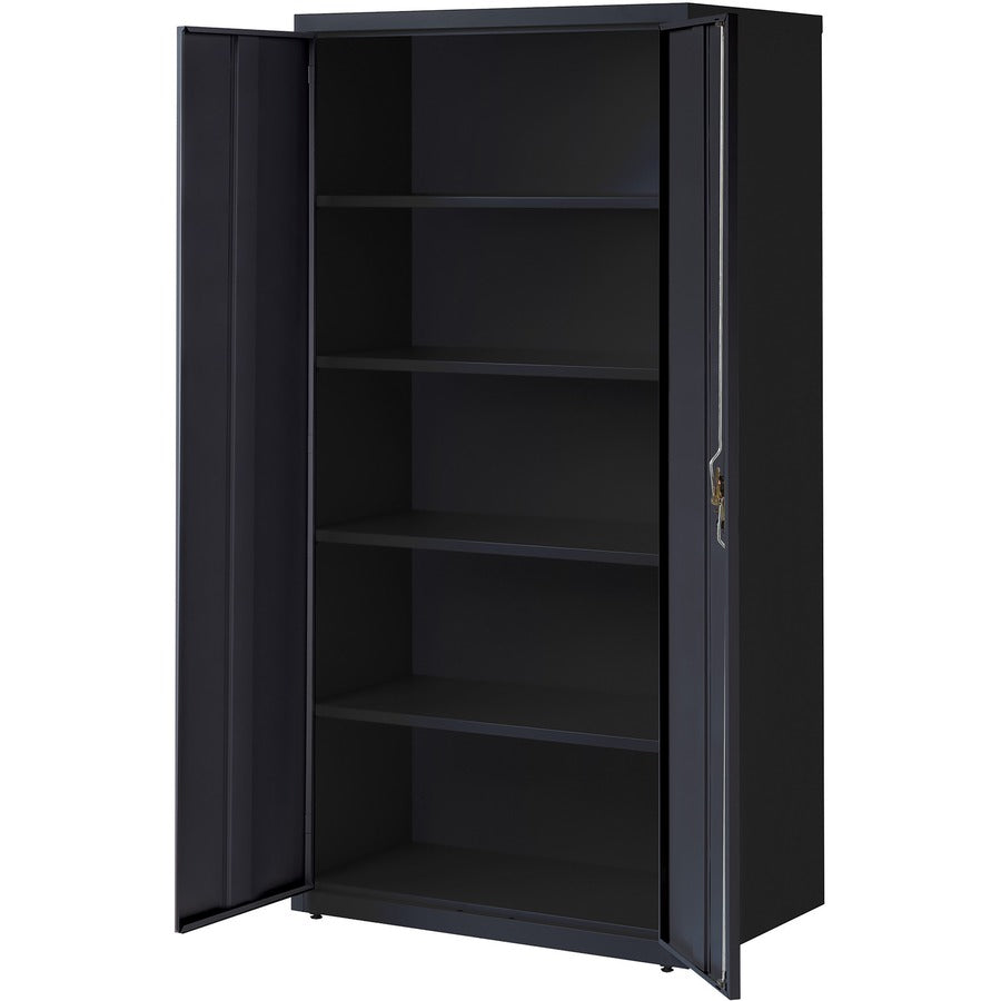 Lorell Fortress Series Storage Cabinet, 36"W x 24"D x 72"H, 5 Shelves (4 Adjustable), Steel, Black, 1 Each