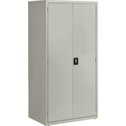 Lorell Fortress Series Storage Cabinet, 36"W x 24"D x 72"H, 5 Shelves (4 Adjustable), Hinged Doors, Recessed Locking Handle, Removable Lock, Light Gray, Steel, 1 Each