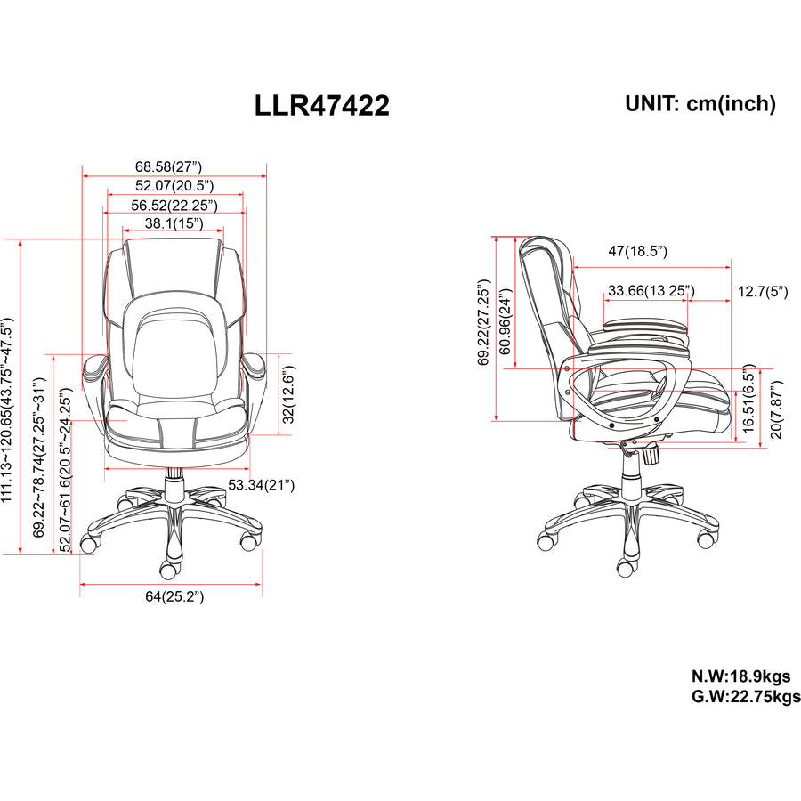 Lorell Wellness by Design Accucel Executive Office Chair