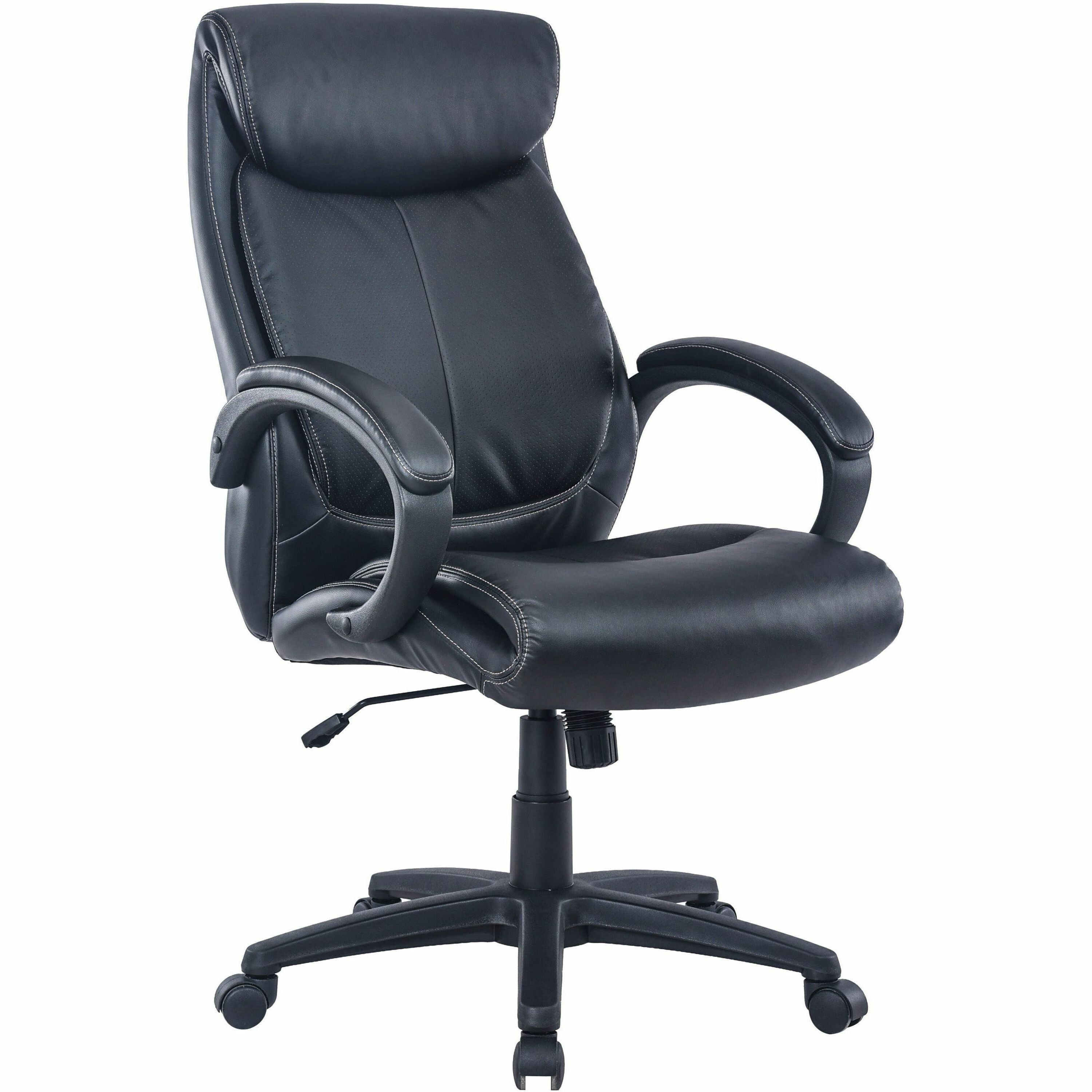 Lorell Executive High-Back Office Chair, Bonded Leather, Black, 1 Each
