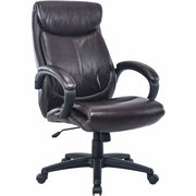 Lorell Executive High-Back Office Chair, Bonded Leather, Brown, High Back, Padded Arms, Adjustable Height, Swivel, Tilt Lock, Dual-Wheel Casters, 1 Each