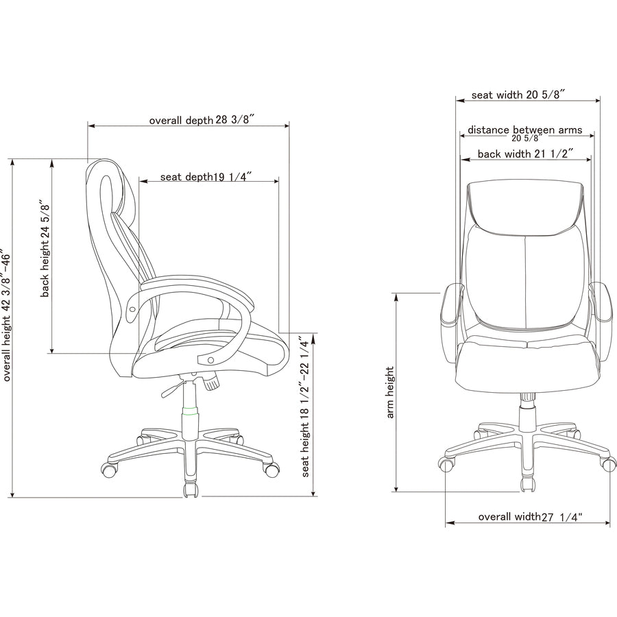 Lorell Executive High-Back Office Chair, Bonded Leather, Brown, High Back, Padded Arms, Adjustable Height, Swivel, Tilt Lock, Dual-Wheel Casters, 1 Each