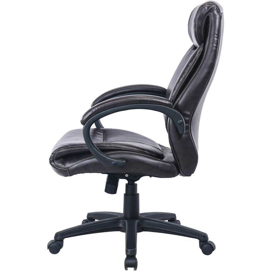 Lorell Executive High-Back Office Chair, Bonded Leather, Brown, High Back, Padded Arms, Adjustable Height, Swivel, Tilt Lock, Dual-Wheel Casters, 1 Each