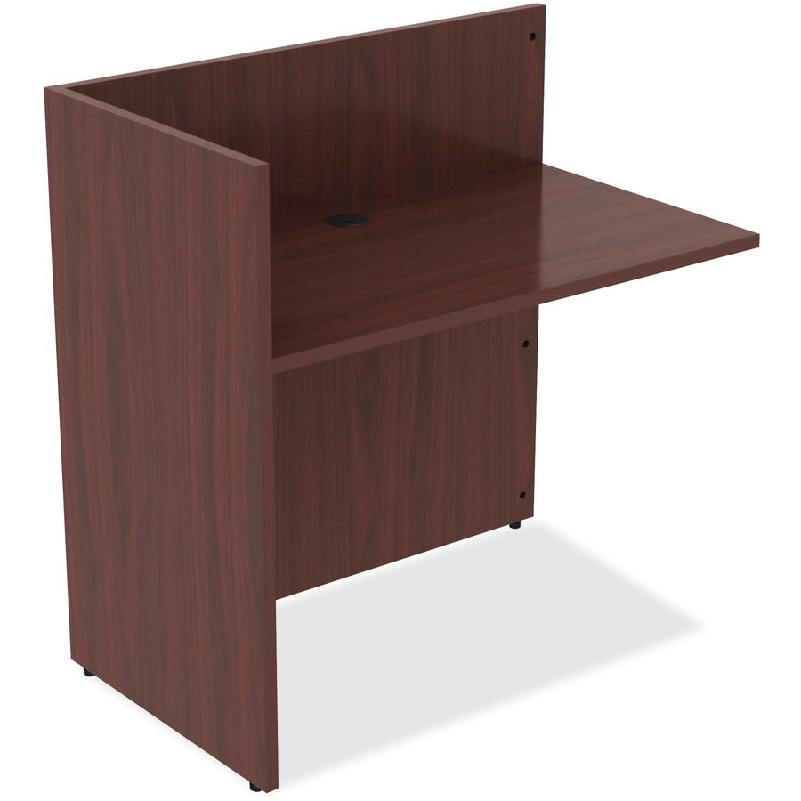 Lorell Essentials Series Reception Return, Mahogany Laminate, 41.5"H x 42"W x 24"D, 1 Each