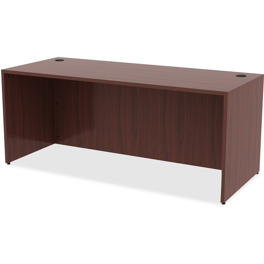 Lorell Essentials Series Rectangular Desk Shell, 29.5"H x 70.9"W x 29.5"D, Laminate, Mahogany Finish, 1 Each