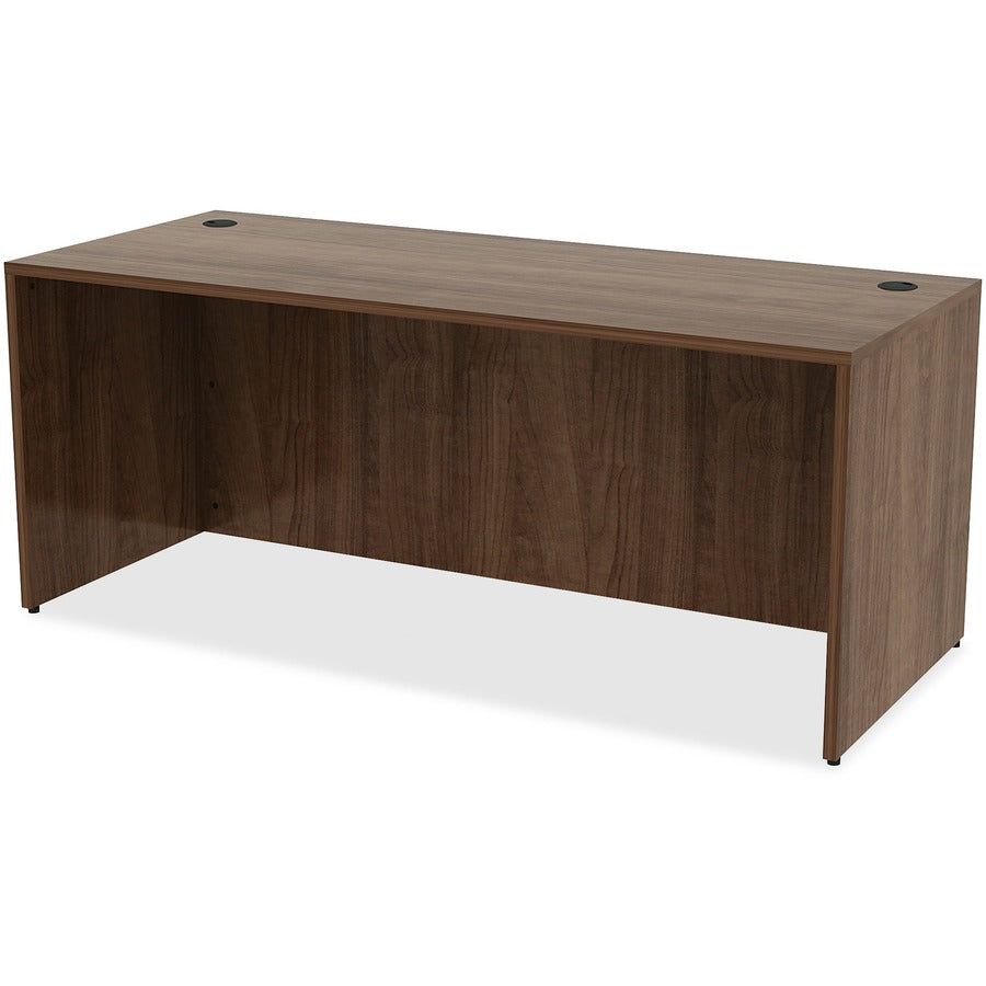 Lorell Essentials Series Rectangular Desk Shell, Walnut Laminate, Metal, 29.5"H x 70.9"W x 29.5"D, 1 Each