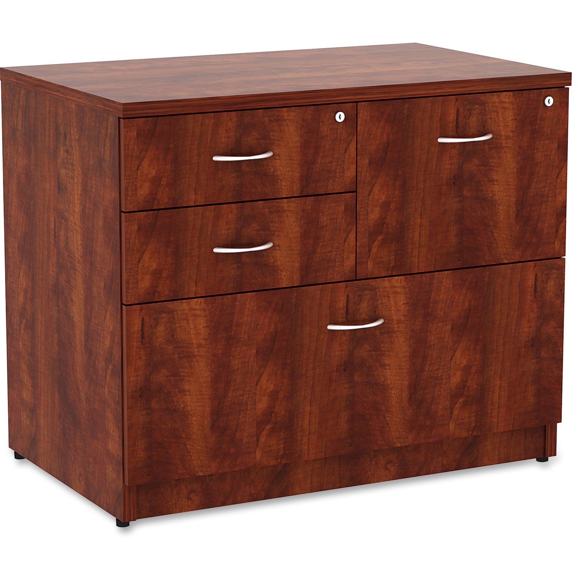 Lorell Essentials Series 4-Drawer Box/Box/File Lateral File, Cherry Laminate, 29.5"H x 35.5"W x 22"D, 1 Each
