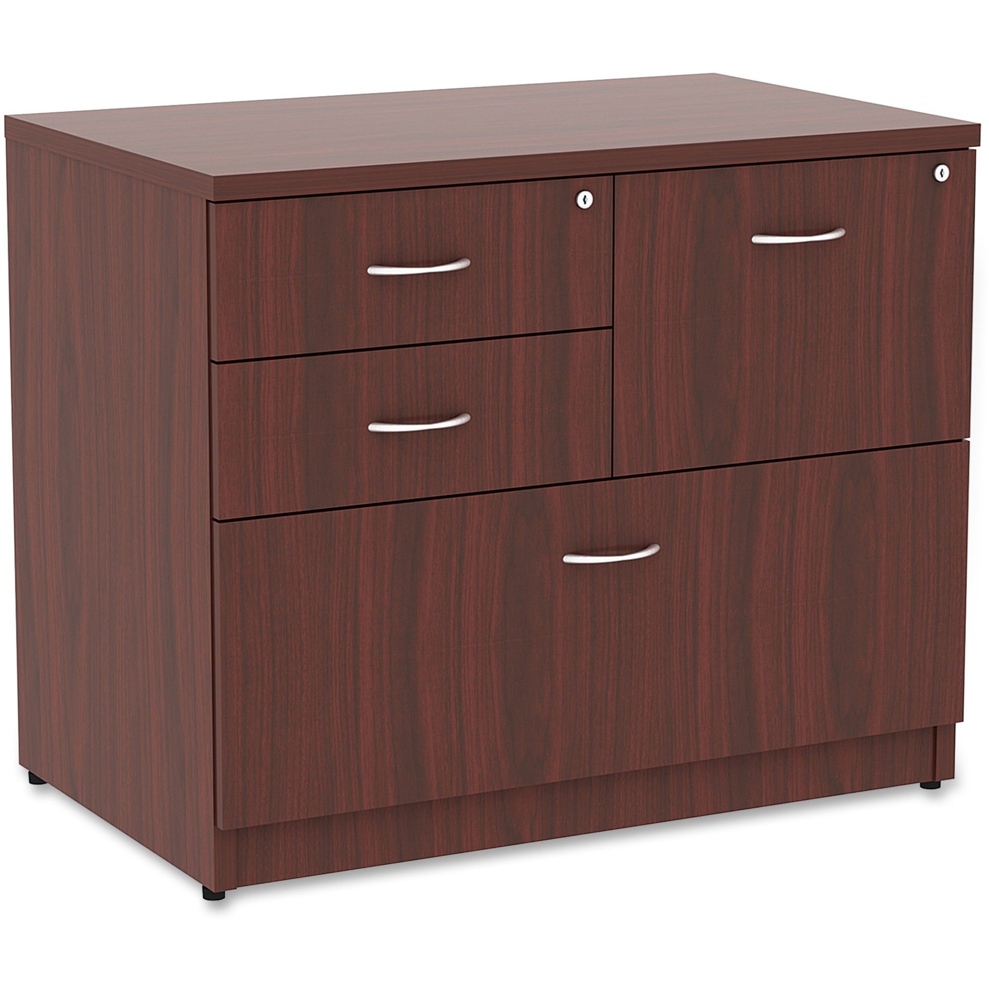 Lorell Essentials Series 4-Drawer Box/Box/File Lateral File, Mahogany Laminate, 29.5"H x 35.5"W x 22"D, 1 Each