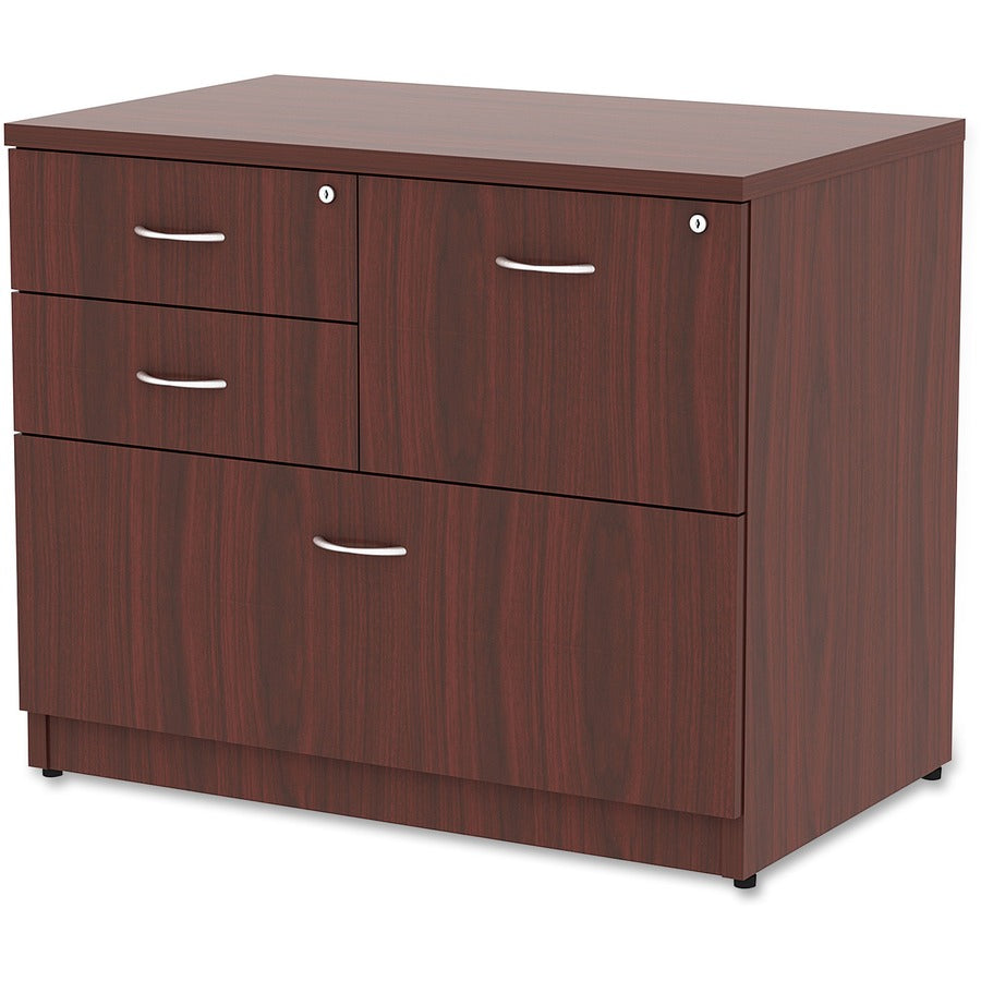 Lorell Essentials Series 4-Drawer Box/Box/File Lateral File, Mahogany Laminate, 29.5"H x 35.5"W x 22"D, 1 Each