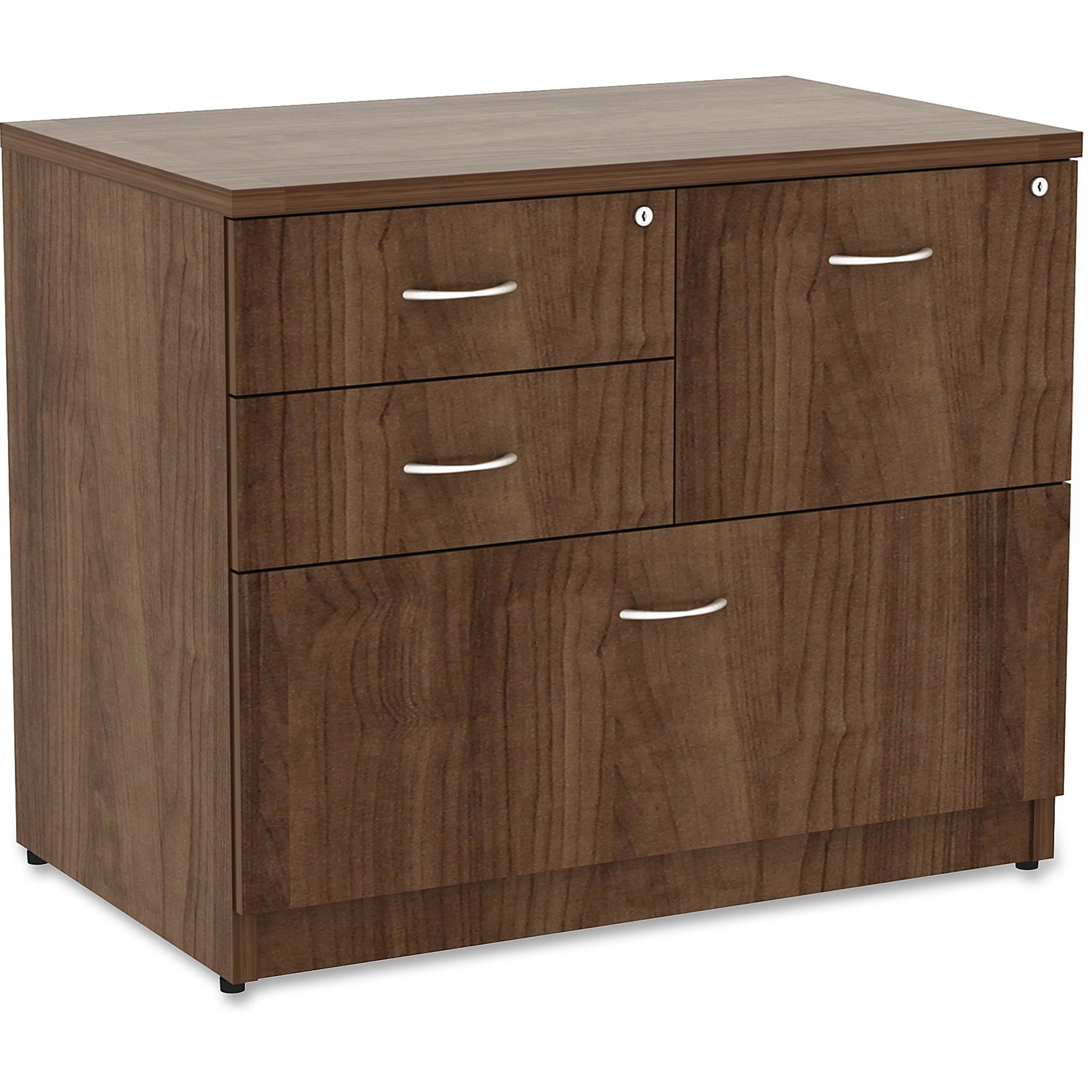 Lorell Essentials Series 4-Drawer Lateral File, Walnut Laminate, 29.5"H x 35.5"W x 22"D, 1 Each