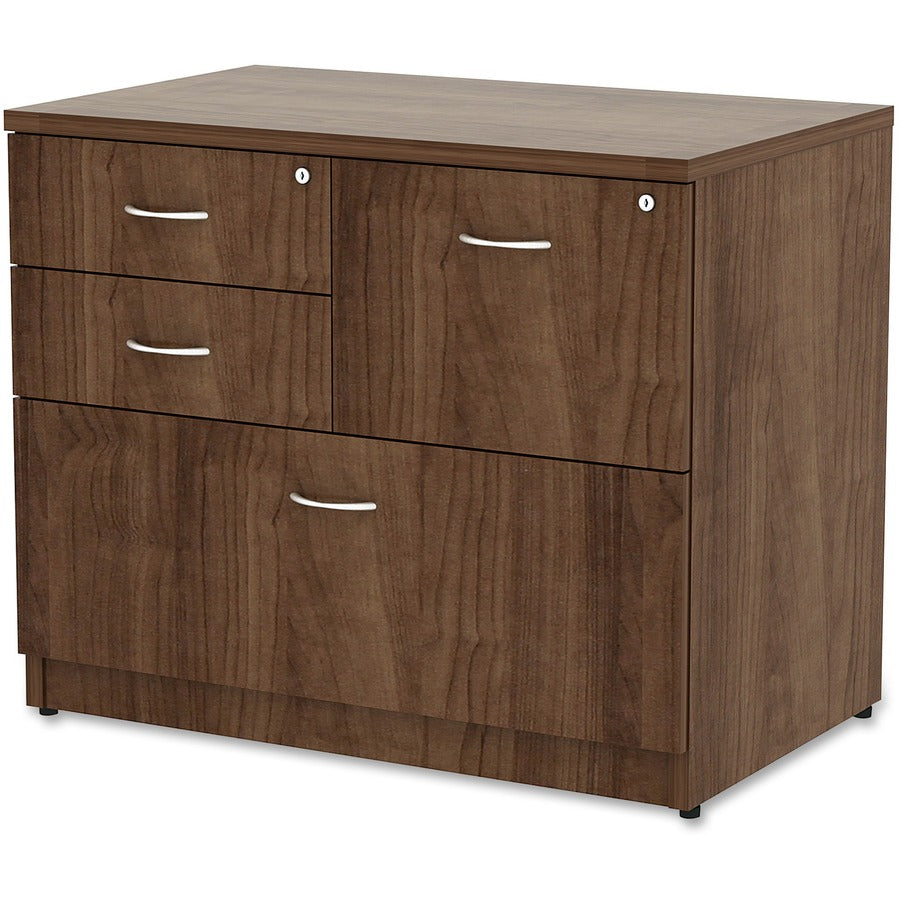 Lorell Essentials Series 4-Drawer Lateral File, Walnut Laminate, 29.5"H x 35.5"W x 22"D, 1 Each
