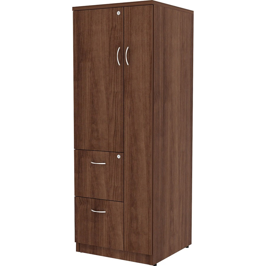 Lorell Essentials/Revelance Tall Storage Cabinet, Walnut Laminate, 65.6"H x 23.6"W x 23.6"D, 2 Drawers, 1 Door, 1 Each