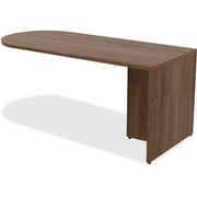 Lorell Essentials Series Peninsula Desk, Walnut Laminate, Metal, Reeded Edge, 29.5"H x 30"W x 66"D, 1 Each (Box 1 of 2)