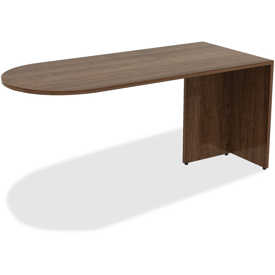 Lorell Essentials Series Peninsula Desk, Walnut Laminate, Metal, Reeded Edge, 29.5"H x 30"W x 66"D, 1 Each (Box 1 of 2)