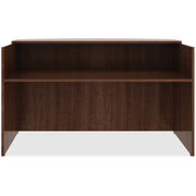 Lorell Essentials Series Front Reception Desk, 42.5"H x 72"W x 36"D, Metal, Walnut Laminate, 1 Each