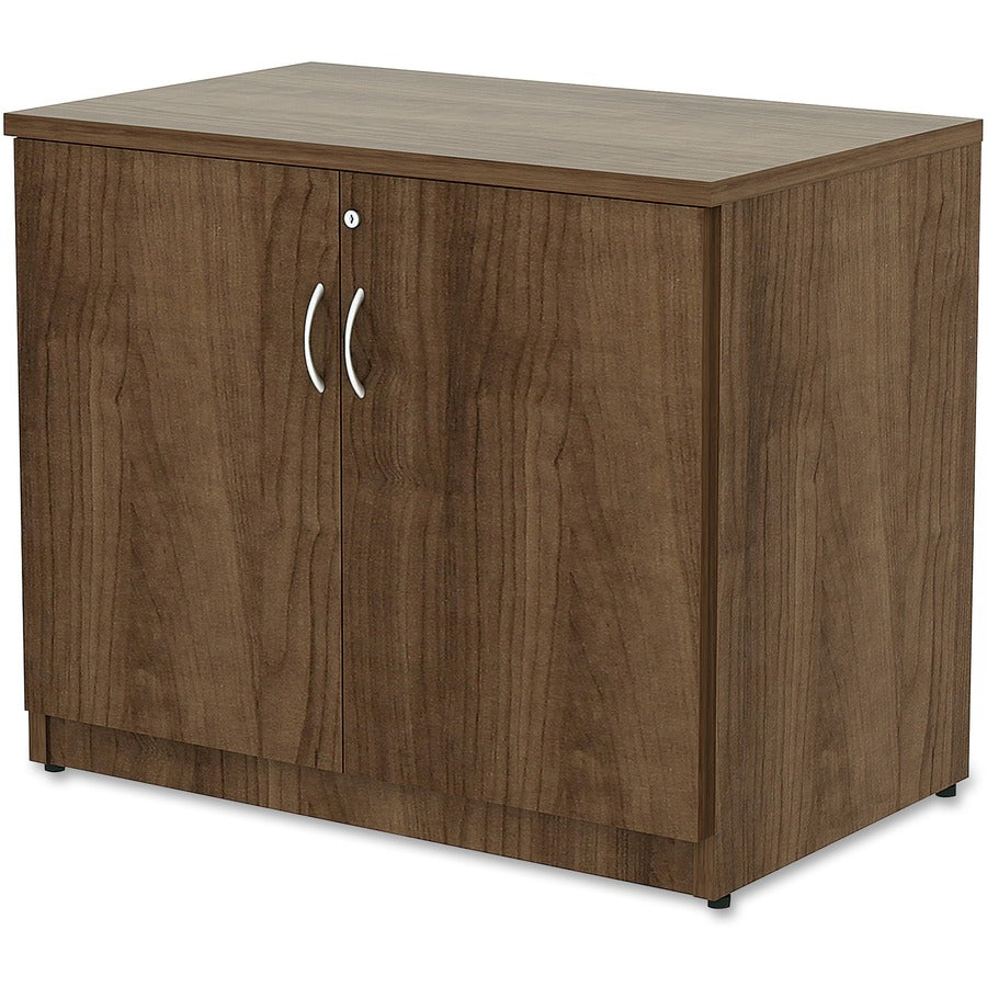 Lorell Essentials Series 2-Door Storage Cabinet, Walnut, Laminate/Metal, 36" W x 22.5" D x 29.5" H, Lockable, 1 Each