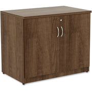 Lorell Essentials Series 2-Door Storage Cabinet, Walnut, Laminate/Metal, 36" W x 22.5" D x 29.5" H, Lockable, 1 Each