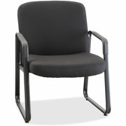 Lorell Big & Tall Upholstered Guest Chair, Black, Plywood/Fabric Seat & Back, Metal Sled Base, Powder Coated Frame, 1 Each