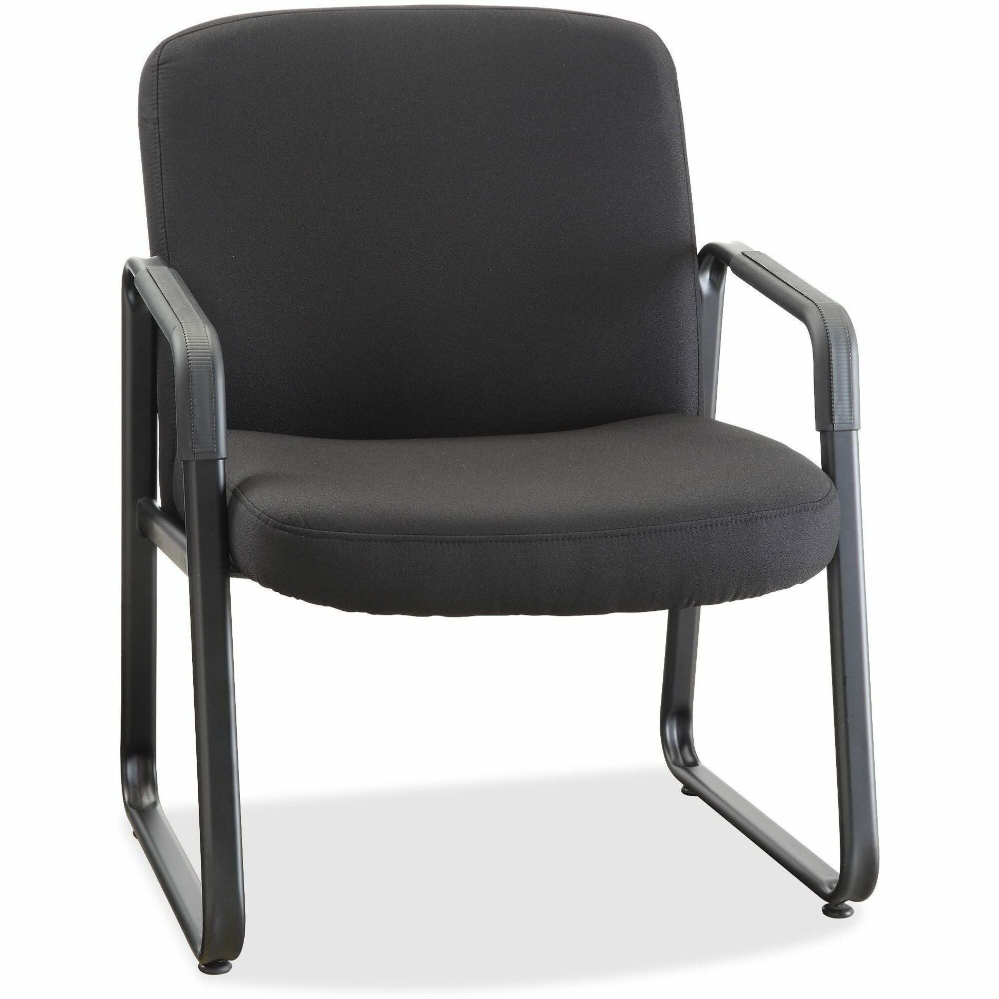 Lorell Big & Tall Upholstered Guest Chair, Black, Plywood/Fabric Seat & Back, Metal Sled Base, Powder Coated Frame, 1 Each