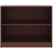 Lorell Laminate Bookcase, 2 Shelves, 29.5"H x 36"W x 12"D, Adjustable Shelf, Mahogany, 1 Each