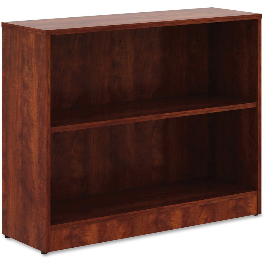 Lorell Laminate Bookcase, 2 Shelves, Adjustable Shelf, 29.5"H x 36"W x 12"D, Cherry Finish, 1 Each