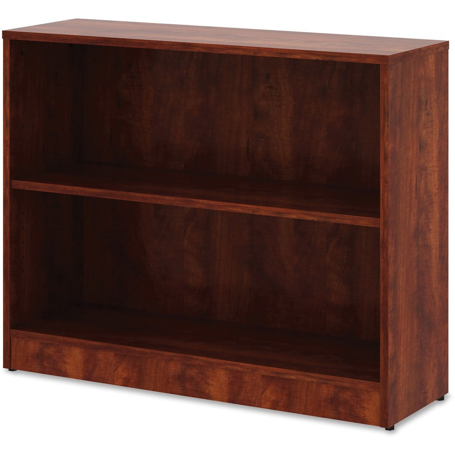 Lorell Laminate Bookcase, 2 Shelves, Adjustable Shelf, 29.5"H x 36"W x 12"D, Cherry Finish, 1 Each