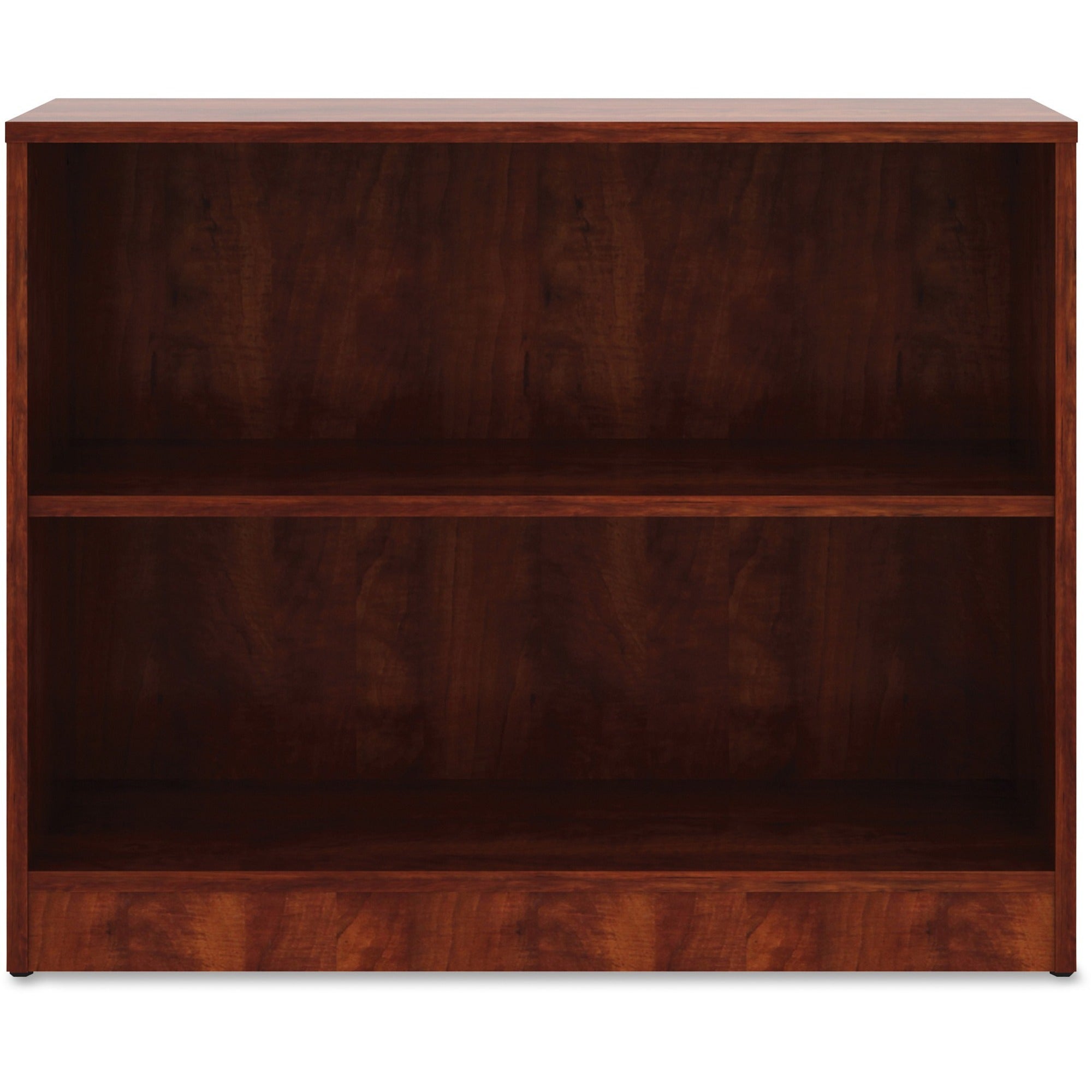 Lorell Laminate Bookcase, 2 Shelves, Adjustable Shelf, 29.5"H x 36"W x 12"D, Cherry Finish, 1 Each