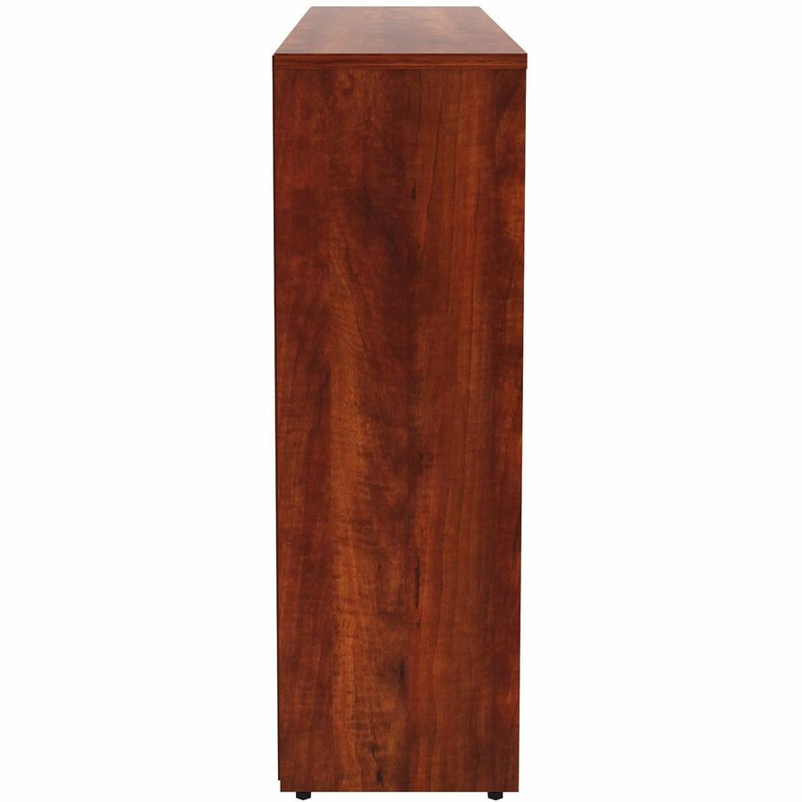 Lorell Laminate Bookcase, 3 Shelves, 36"H x 36"W x 12"D, Adjustable Feet and Shelf, Cherry, 1 Each