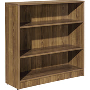 Lorell Laminate Bookcase, 3 Shelves, 36"H x 36"W x 12"D, Adjustable Feet and Shelf, Square Corners, Walnut Finish, 1 Each