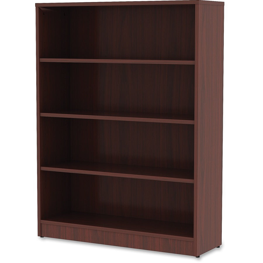 Lorell Laminate Bookcase, 4 Shelves, 48"H x 36"W x 12"D, Adjustable Shelves and Feet, Mahogany Finish, 1 Each