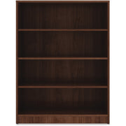 Lorell Laminate Bookcase, 4 Shelves, 48"H x 36"W x 12"D, Adjustable Shelves and Feet, Square Corners, Thermofused Walnut Laminate, 1 Each