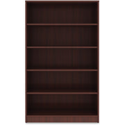 Lorell Laminate Bookcase, 5 Shelves (4 Adjustable), 60"H x 36"W x 12"D, Mahogany Finish, 1 Each