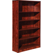 Lorell Laminate Bookcase, 5 Shelves (4 Adjustable), 60"H x 36"W x 12"D, Cherry Finish, 1 Each