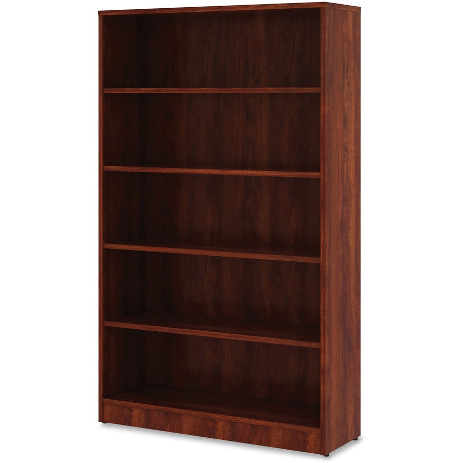 Lorell Laminate Bookcase, 5 Shelves (4 Adjustable), 60"H x 36"W x 12"D, Cherry Finish, 1 Each
