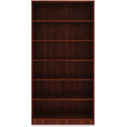 Lorell Laminate Bookcase, 6 Shelves, 73"H x 36"W x 12"D, Adjustable Feet and Shelves, Cherry Finish, 1 Each