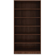 Lorell Laminate Bookcase, 6 Shelves, 72"H x 36"W x 12"D, Adjustable Feet and Shelves, Walnut Finish, 1 Each