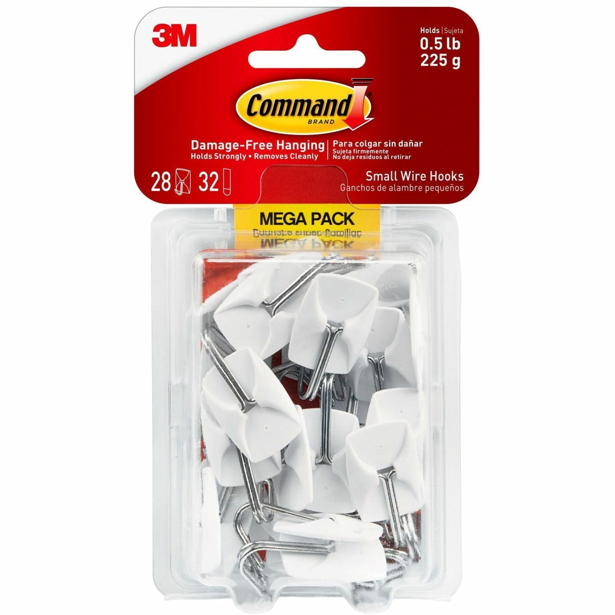 28 Hooks - 28 Small Hook - 8 oz (226.8 g) Capacity - for Multipurpose, Paint, Wood, Tile - White - 28 / Pack