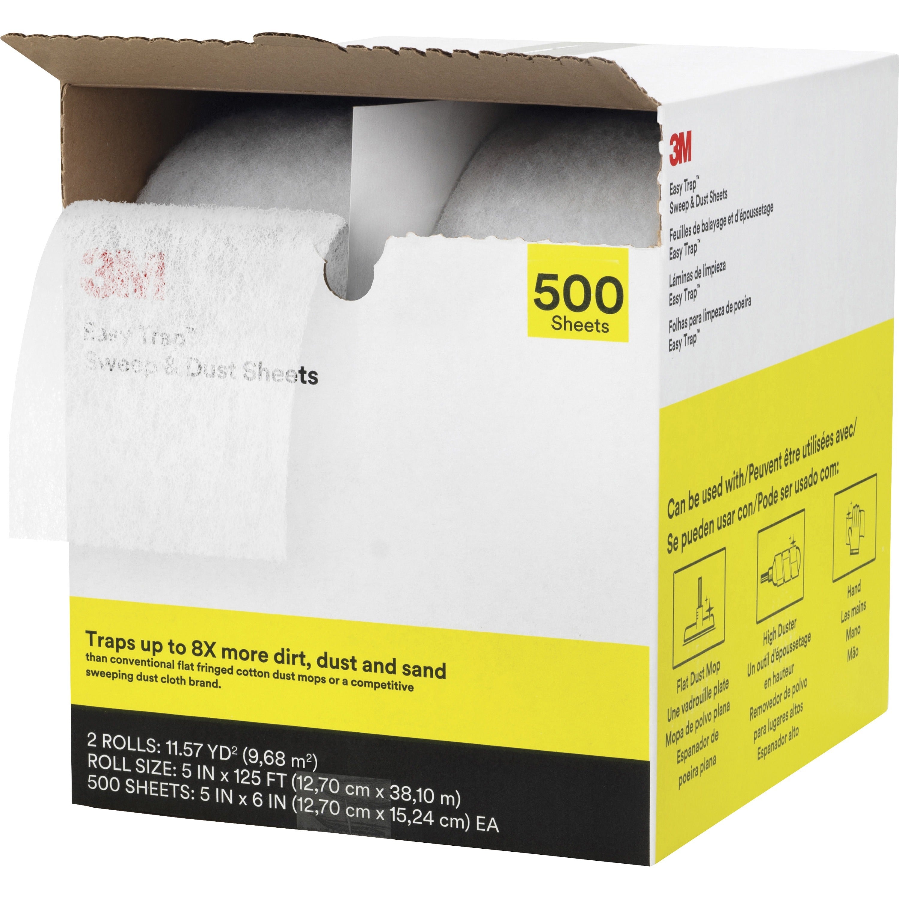 3M Easy Trap Duster, 5" x 6", White, 125 ft Roll, 2 Rolls per Carton