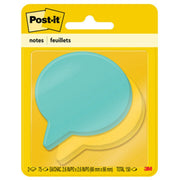 Post-it Die-Cut Notes, Thought Bubble Shape, 3" x 3", Blue & Green, 75 Sheets per Pad, 2 Pads per Pack, 150 Assorted Notes, Self-Adhesive, Die-Cut